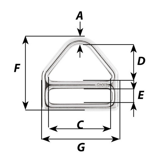 Triangle à barrette inox 316L Wichard | Sangle, sandow & élastique accastillage bateau haut de gamme | Dimensions