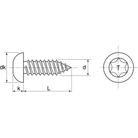 MARINOX Vis tôle inox A4 T.C Torx | ø 3,9 mm Vis inox A4 pour tôle Marinox tête cylindrique torx 3,9 mm pour van et bateau | Visserie marine acier inoxydable