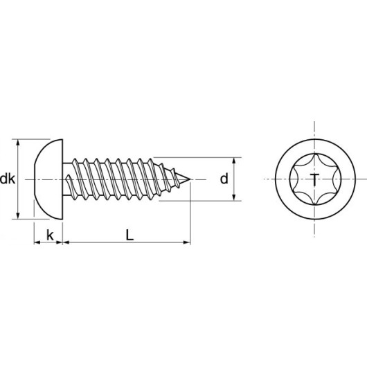 Vis inox A4 pour tôle Marinox tête cylindrique torx 4,8 mm pour van et bateau | Visserie marine acier inoxydable | Dimensions