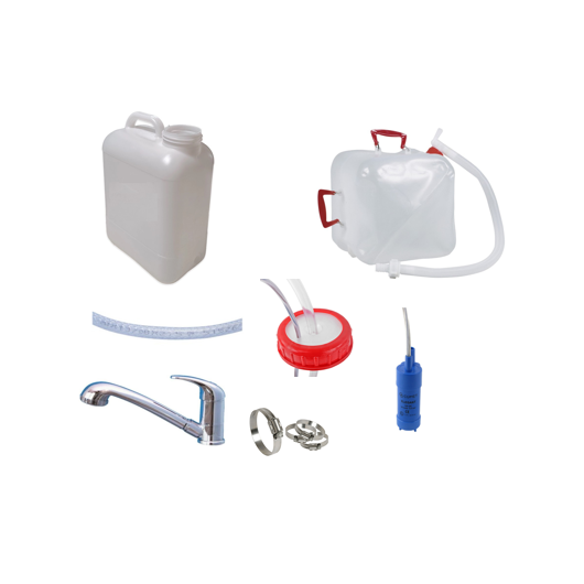 Kit eau pour van sans évier 19 L | Pack d'installation eau en fourgon et van aménagé - douchette