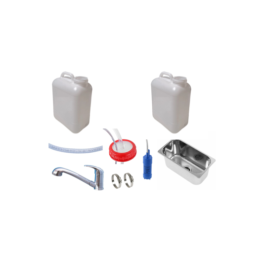 Kit eau pour van avec évier 19 L | Pack d'installation eau en fourgon et van aménagé - douchette
