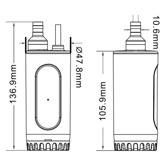 Pompe immergée Carbest de 18 L/min | Groupe d'eau et pompe pour eau claire | Dimensions