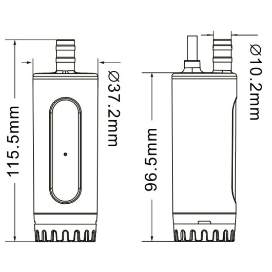 Pompe immergée Carbest de 15 L/min | Groupe d'eau et pompe pour eau claire | Dimensions