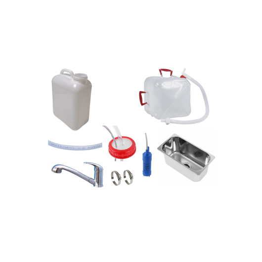Kit eau pour van avec évier 13 L | Pack d'installation eau en fourgon et van aménagé - souple
