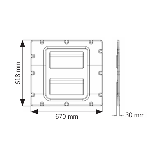 Habillage porte arrière filet - Ducato, Peugeot, Boxer après 2014 - dimensions