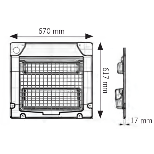 Habillage porte arrière compartiment - Ducato, Peugeot, Boxer après 2014 - dimensions