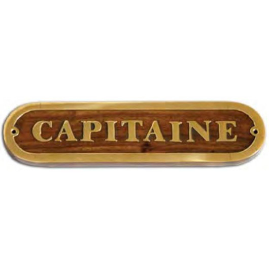 FS Plaque laiton et bois capitaine