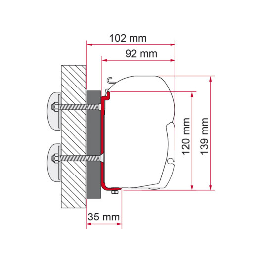 Adaptateur store F45 S - Dethleffs Globebus intégral - schéma