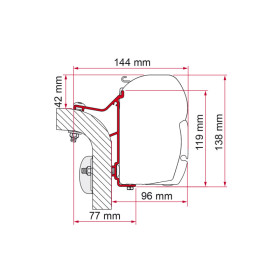 FIAMMA Adaptateur F45 F70 | Hymer Van / B2 Adaptateur store F45 F70 - camping-car Hymer Van / B2 - étrier
