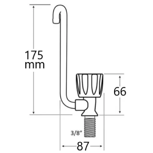 Robinet eau froide OSCULATI - matériel de plomberie bateau, van, fourgon & camping-car : Schéma dimension