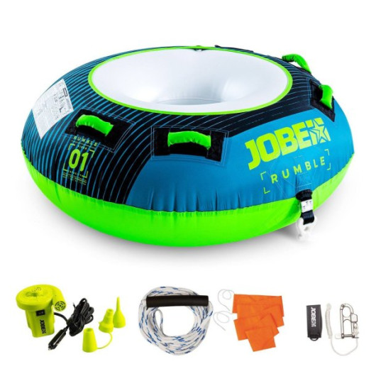 Pack bouée tractée Rumble Teal 1P Jobe | Bouée 1 personne | glisse en bateau sensations extrêmes | pack prêt à glisser