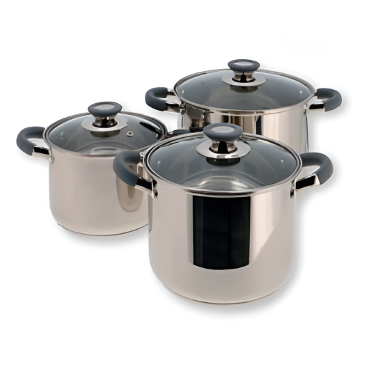 Ensemble casseroles et couvercles - popote en acier inoxydable - visuel