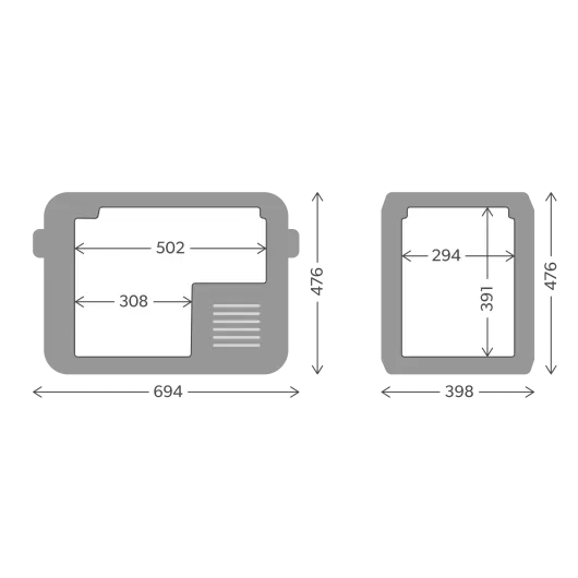 DOMETIC CFX3 45 - système de réfrigération 230 V performant - dimensions