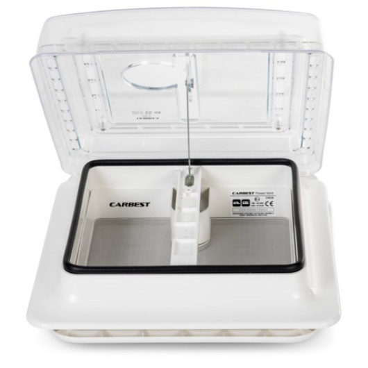 Power Vent 28 Carbest | lanterneau de van, fourgon et camping-car 28x28 cm transparent | vue extérieure