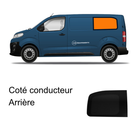 Fenêtre vitrée latérale Jumpy et Expert après 2016 Carbest | Baie latérale fixe arrière pour véhicule M ou XL