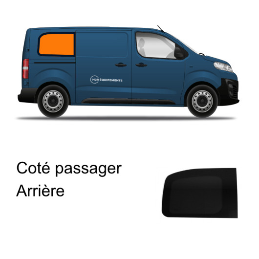 Fenêtre vitrée latérale Jumpy et Expert après 2016 Carbest | Baie latérale fixe arrière passager pour véhicule M ou XL