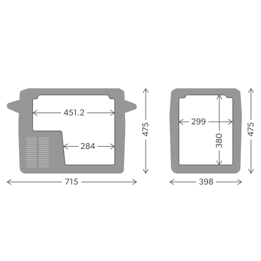 DOMETIC CFF 45 -glacière à compression 12/24 V et 230 V - dimensions