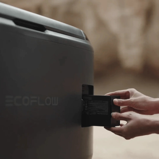 ECOFLOW Glacier Classic | 55 L + Extra batterie gros plan batterie