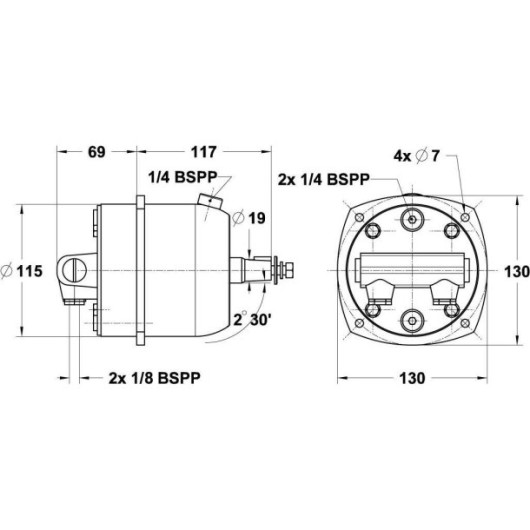 Kit de direction LS80 Pro L&S |Direction & accessoire vérin hydraulique pour bateau | dimensions