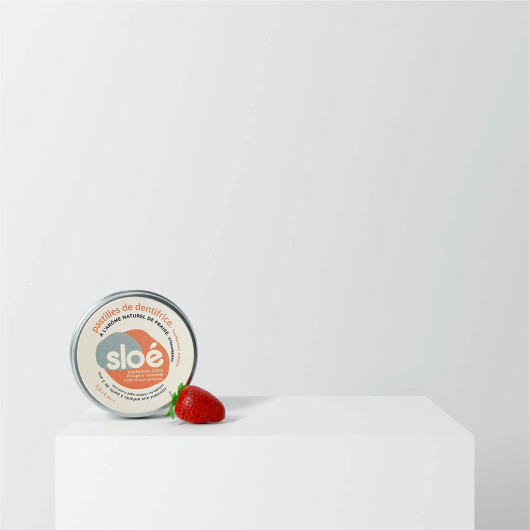 Dentifrice solide Sloé - 60 pastilles 100% naturelles à la fraise - écologique