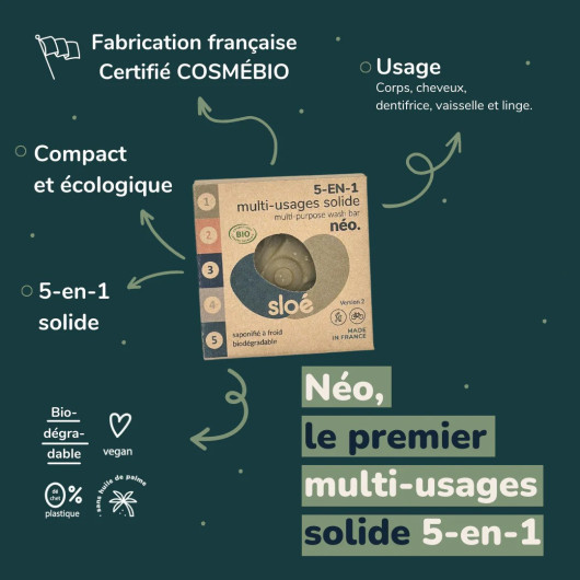Savon multi-usages Noé - produit 100% naturel pour un mode de vie zéro déchet - bienfaits
