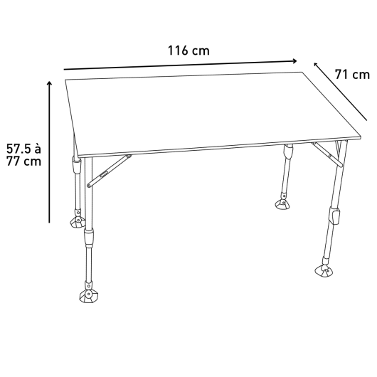 Table nid d'abeille - mobilier de camping avec pieds réglables - dimensions