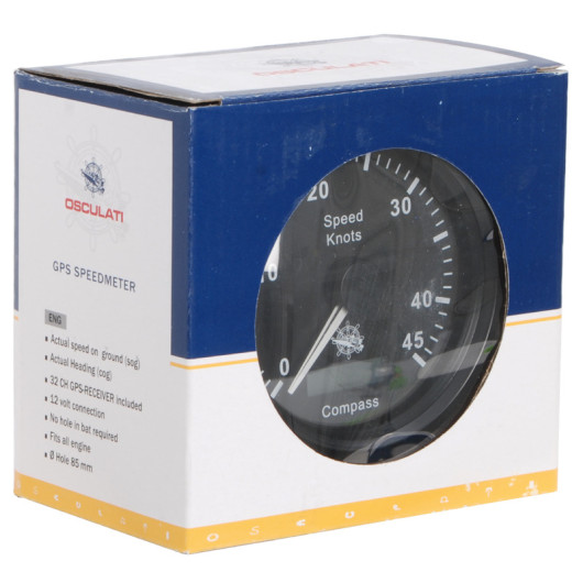 Compteur vitesse bateau speedomètre aiguille avec GPS osculati | Instrument de contrôle pour bateau | emballage noir