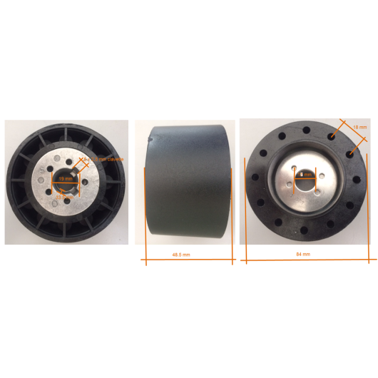 Moyeu central X63 volant et cache Ultraflex | Volant & barre à roue pour bateau de plaisance | dimensions