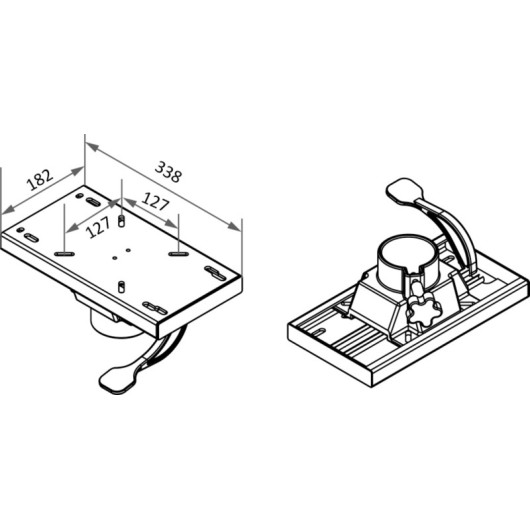 Platine de siège 338 x 182 mm - accessoire cockpit bateau - dimensions
