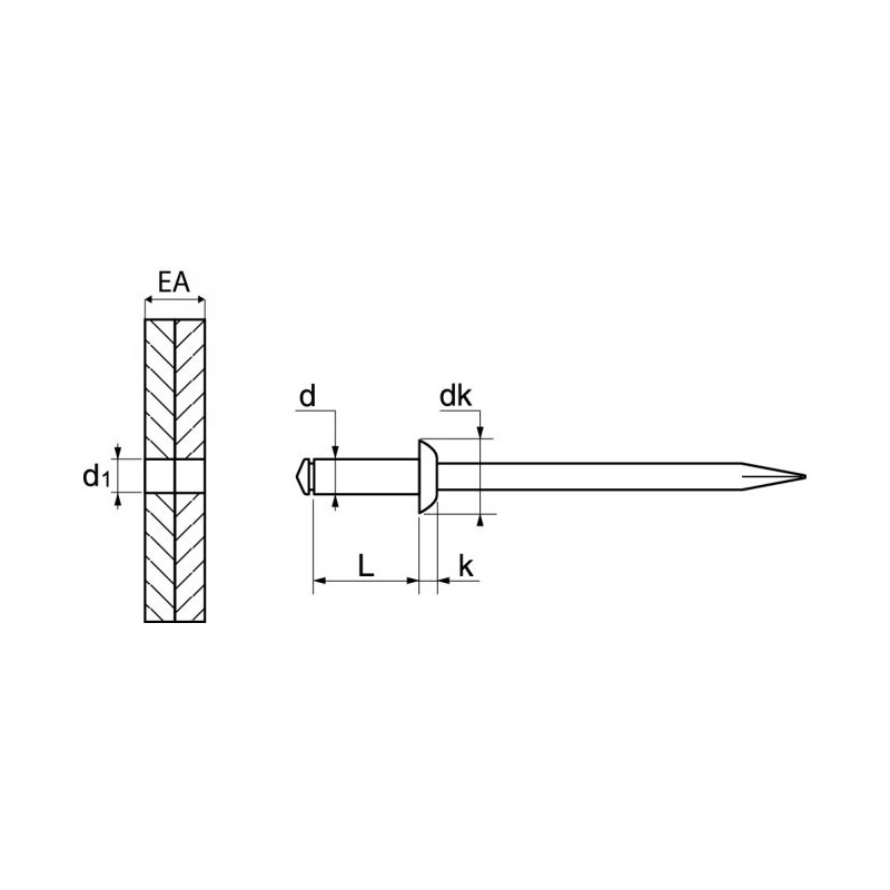 Rivet tête plate 4 mm Marinox tout inox A4 | Rivet pop acier inoxydable ...