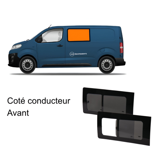 Fenêtre vitrée latérale Jumpy et Expert après 2016 Carbest | Baie avant conducteur fixe ou coulissante