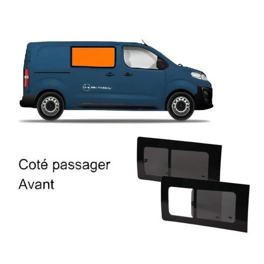 Fenêtre vitrée latérale Jumpy et Expert après 2016 Carbest | Baie avant conducteur fixe ou coulissante