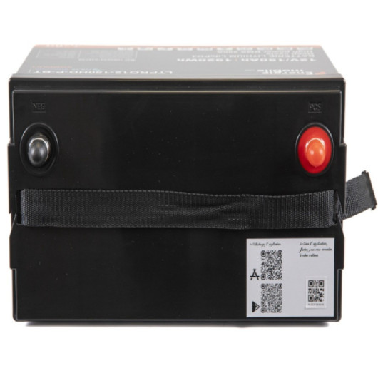 Energie Mobile Batterie Lithium LTPRO12-100 Ah HD-P-BT, vu du haut, batterie couché sur la face