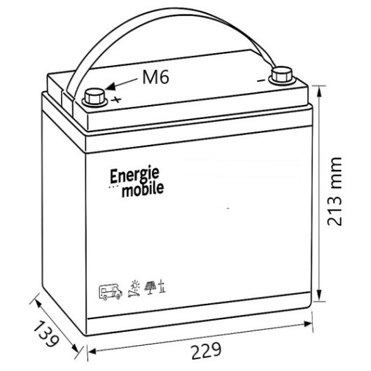 ENERGIE MOBILE Batterie Lithium LTPRO 12-60 Ah ENERGIE MOBILE vu Schéma de dimensions