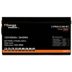 EM Batterie Lithium LTPRO 12-300Ah HD-P-BT - 3840 Wh Batterie Lithium LTPRO 12-300Ah Energie Mobile vu de face