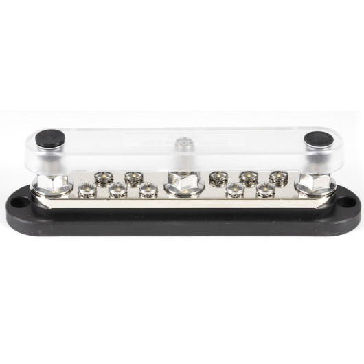 Busbar 3 x M10 + 10 x M4 | 300 A par Energie Mobile vu avec couvercle