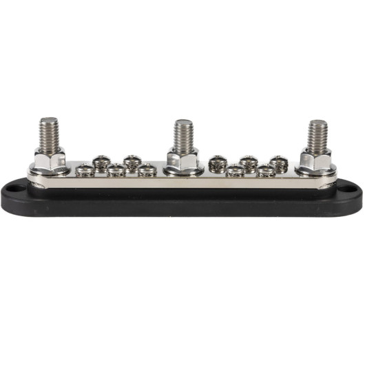 Busbar 3 x M10 + 10 x M4 | 300 A par Energie Mobile vu de profile sans son carter de protection