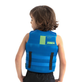Gilet de sauvetage bleu junior - équipement de sécurité pour les sports nautiques - face