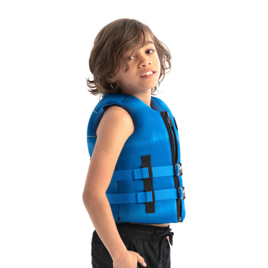 Gilet de sauvetage bleu junior - équipement de sécurité pour les sports nautiques - côté