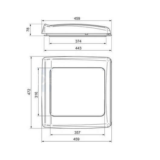 Lanterneau 40x40 THULE Vent Manual blanc ou translucide - aération camping-car, van et fourgon aménagé - dimensions