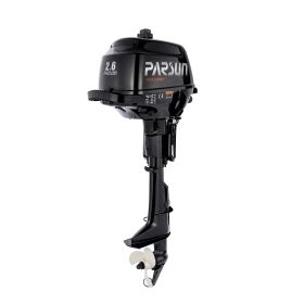 Moteur hors-bord 4T Parsun F2.6 BMS ou F2.6 BML | Moteur thermique arbre court ou long | Vue arrière 3/4 gauche