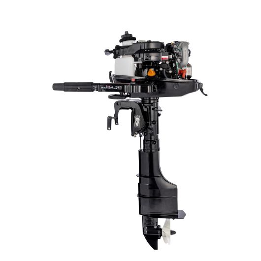 Moteur hors-bord 4T Parsun F5 BMS ou F5 BML | Moteur thermique arbre court ou long | Capot ouvert côté barre franche
