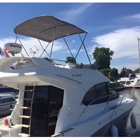 MATC Bimini Élégance inox haut 3 arceaux - taud de soleil pour cockpit de bateau type semi-rigide et coque open - beige
