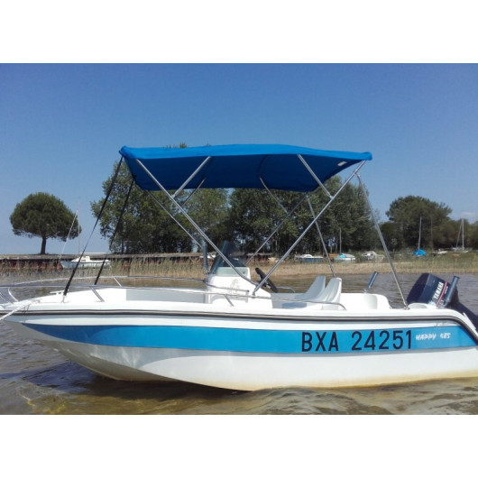 MATC Bimini Élégance inox standard 4 arceaux - taud de soleil pour cockpit de bateau type semi-rigide et coque open - mouillage