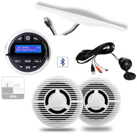 Pack radio DAB BT + Antenne + paire de haut-parleurs - équipements multimédias pour bateaux à moteur - contenu
