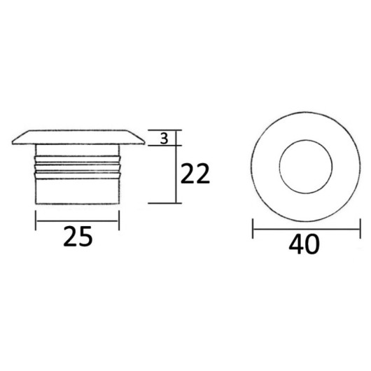 Spot LED de courtoisie en inox poli miroir 1W Osculati | Eclairage extérieur | dimensions