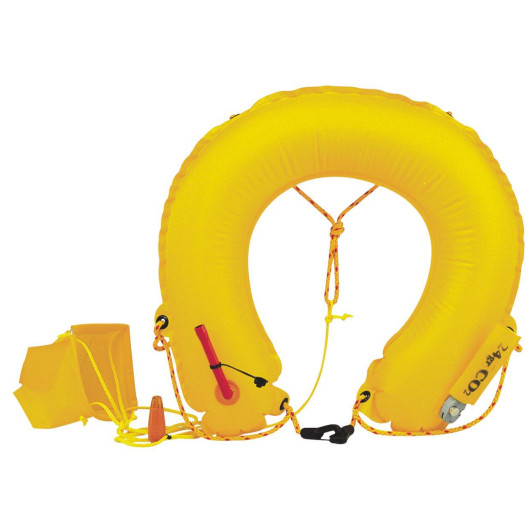 Bouée fer à cheval gonflable jaune PLASTIMO - bouée de sauvetage pour bateau à fixer au bacon