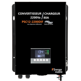 Convertisseur/Chargeur, Energie Mobile PSC12-2200DIF le 230V à bord et puissant chargeur de batterie : Vu de face