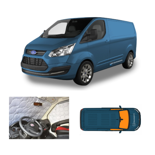 Rideau isolant cabine Transit Custom HTD - set rideaux pare-brise et fenêtre fourgon - visuel