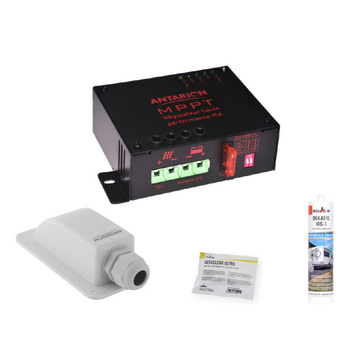 Kit panneau All Black PERC 190 W ANTARION - pack solaire 12 V pour camping-car et van panneau noir - régulateur MPPT